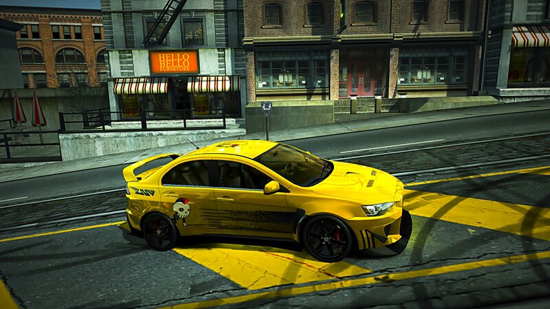 Yellow Sports Car — Urban, Afternoon, 3d Render, Building