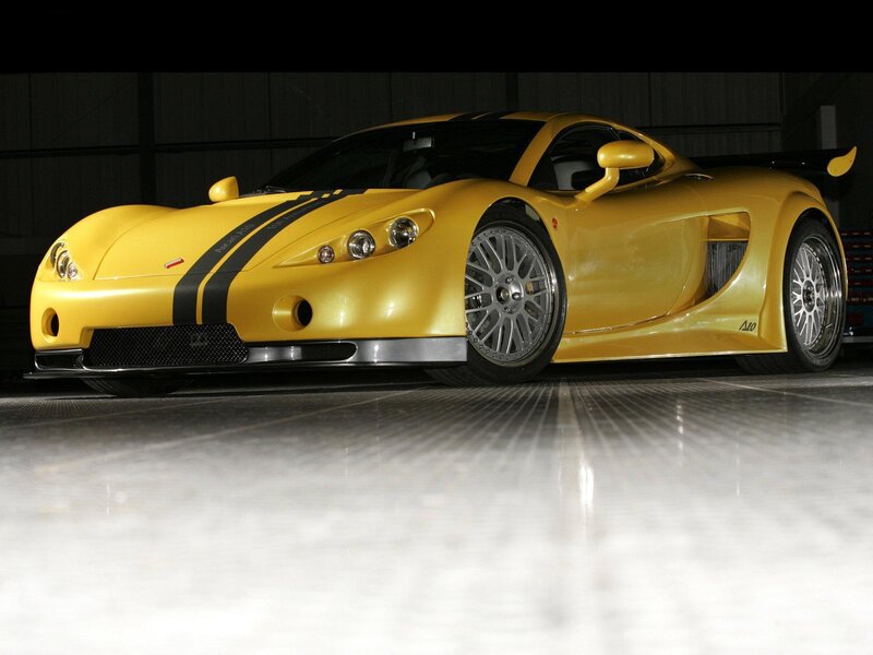 yellow sports car with black stripes