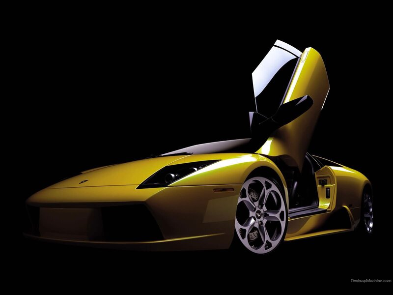 yellow sports car with open door