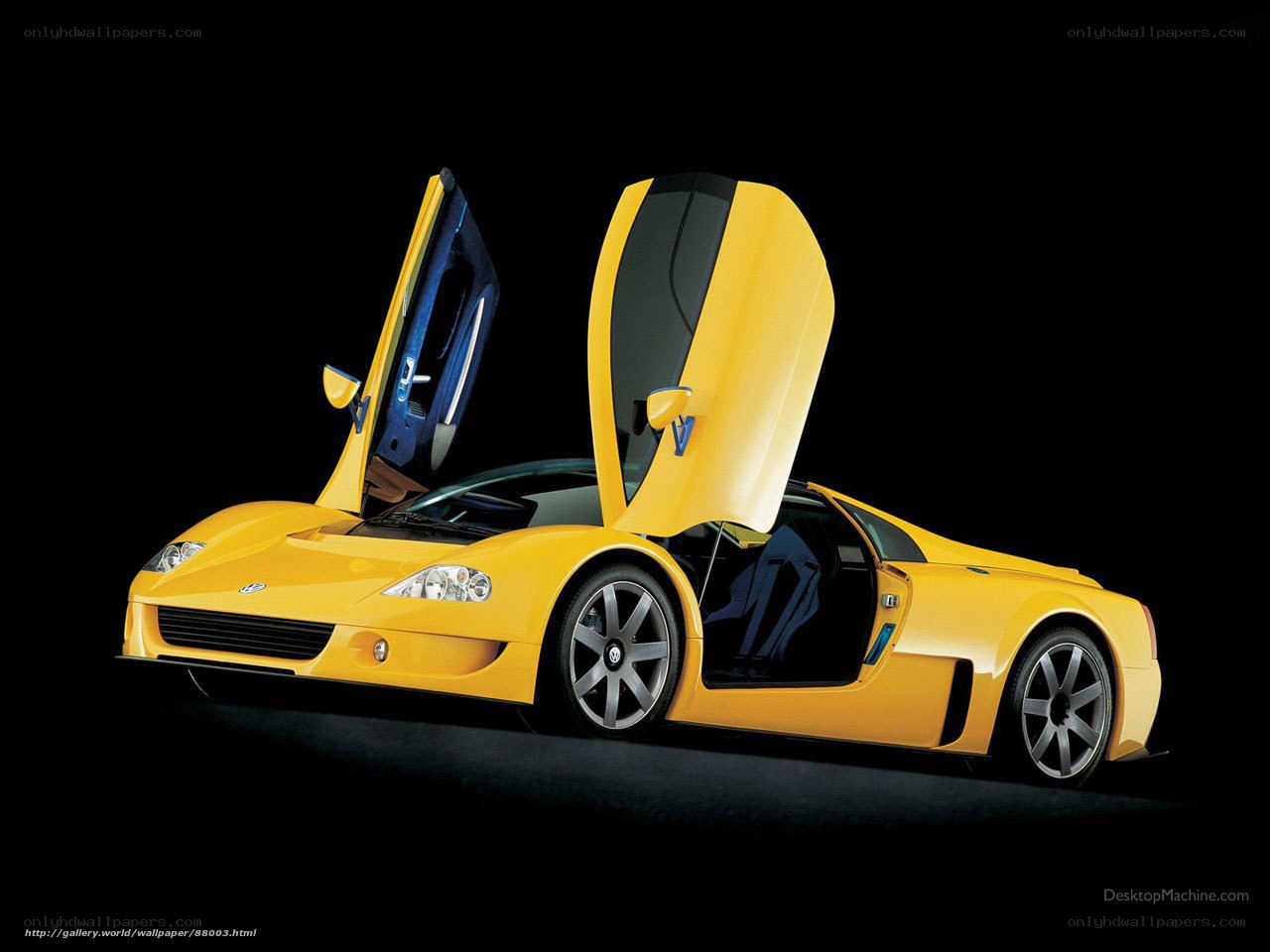 yellow sports car with open doors