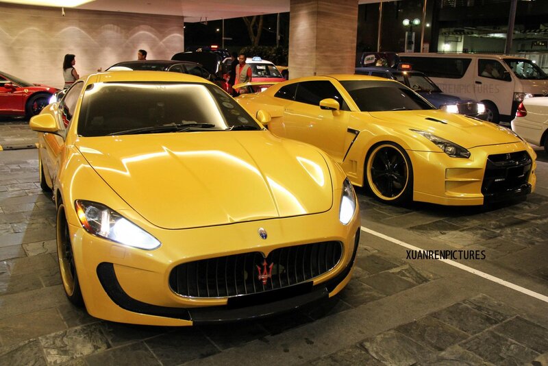 Yellow Sports Cars — Dramatic, Night