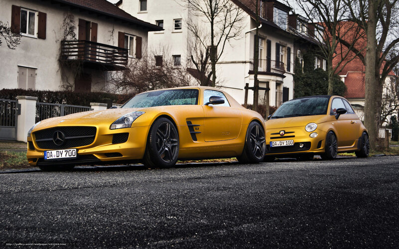 Yellow sports cars on street