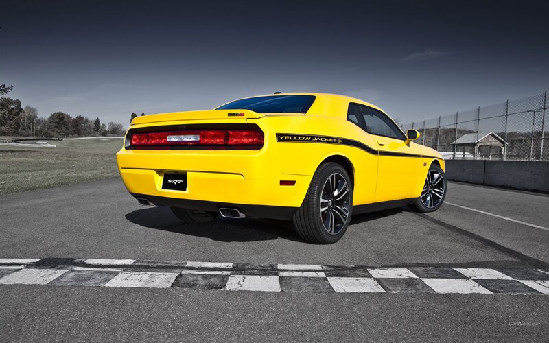 Yellow SRT Challenger on track