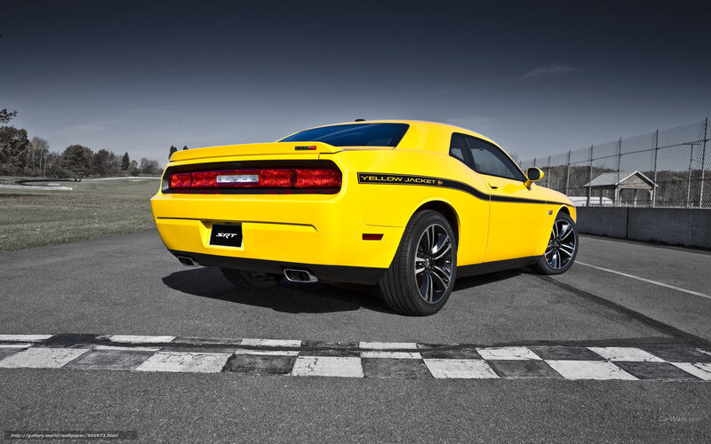Yellow SRT Challenger on track