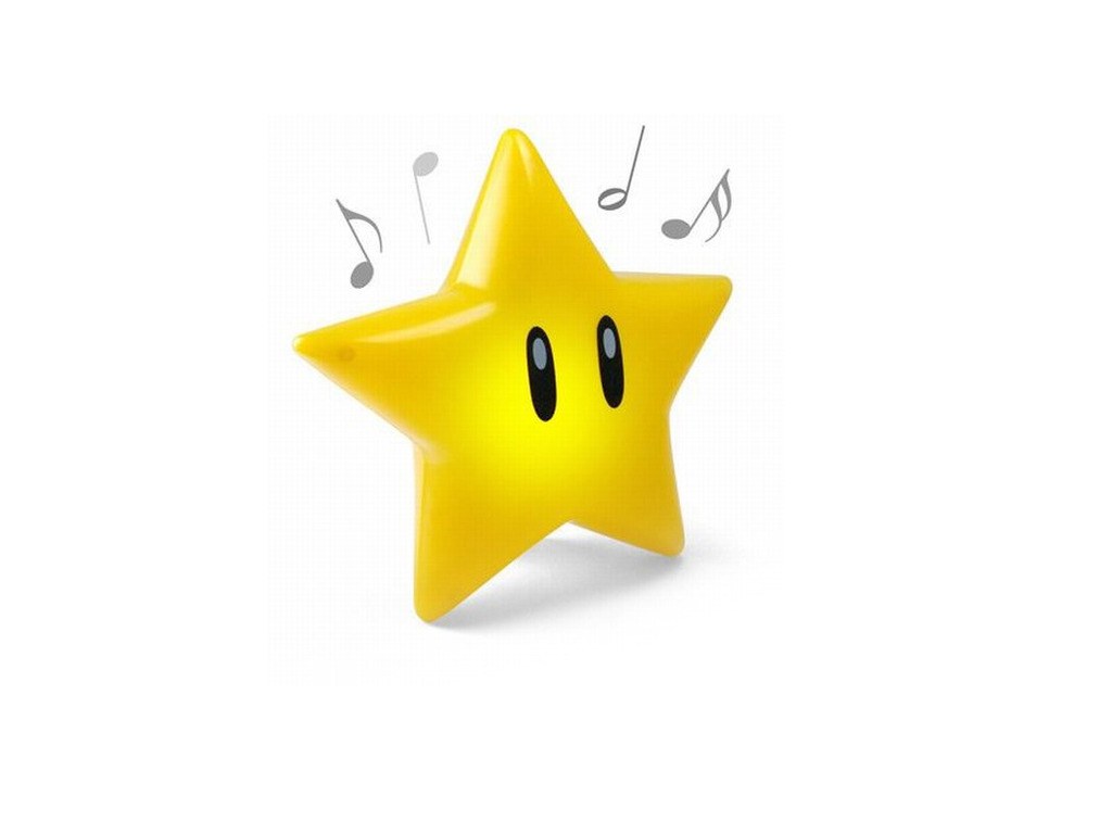 yellow star character with music notes