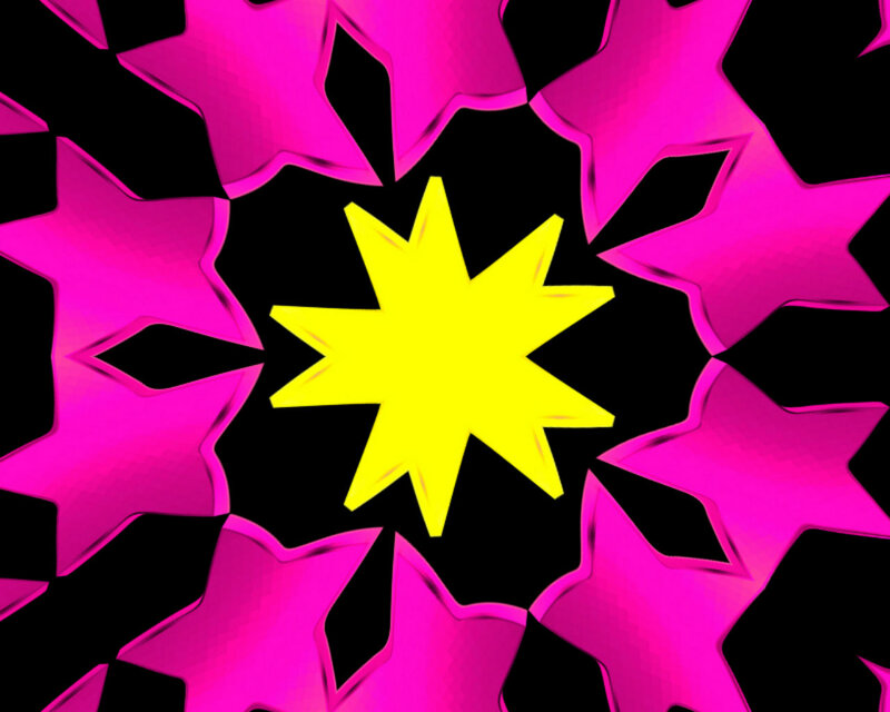 Yellow Star Surrounded by Pink Stars