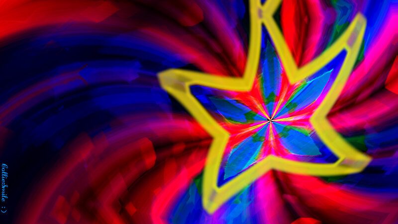 Yellow Star with Colorful Background