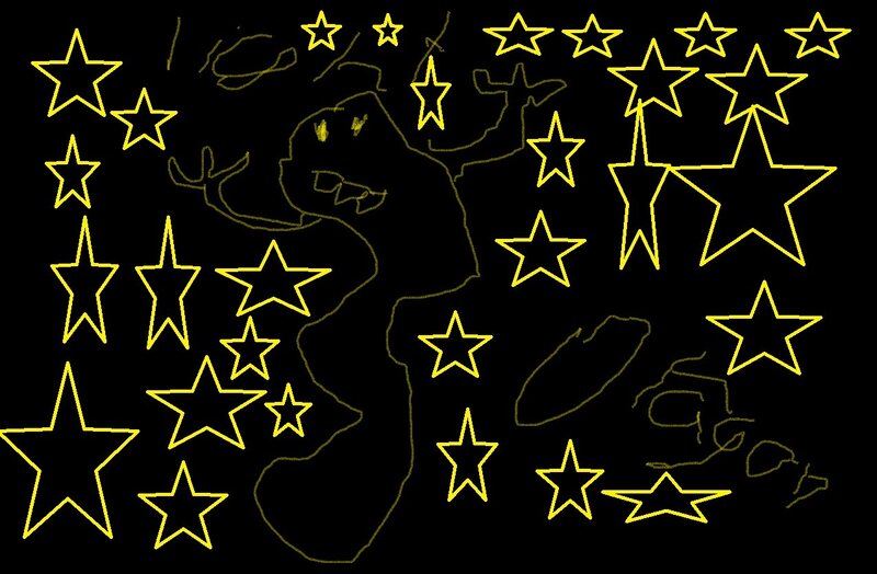 yellow stars on black background