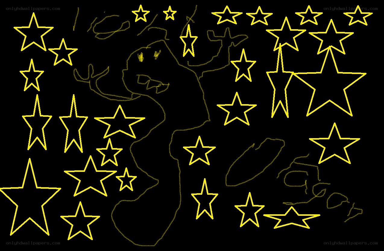 yellow stars on black background