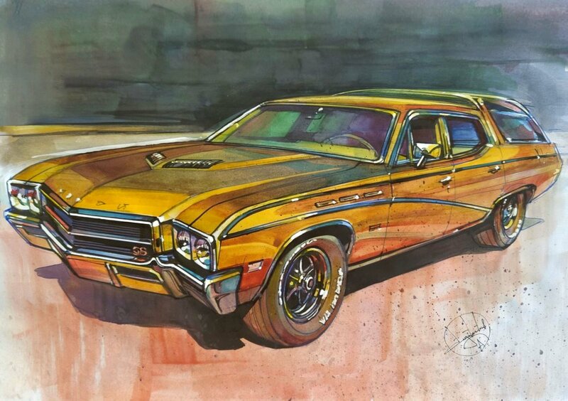 Yellow Station Wagon — Dramatic, Illustration