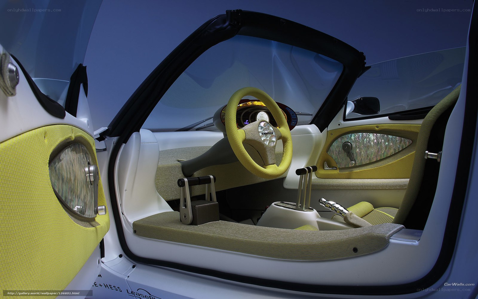 yellow steering wheel interior