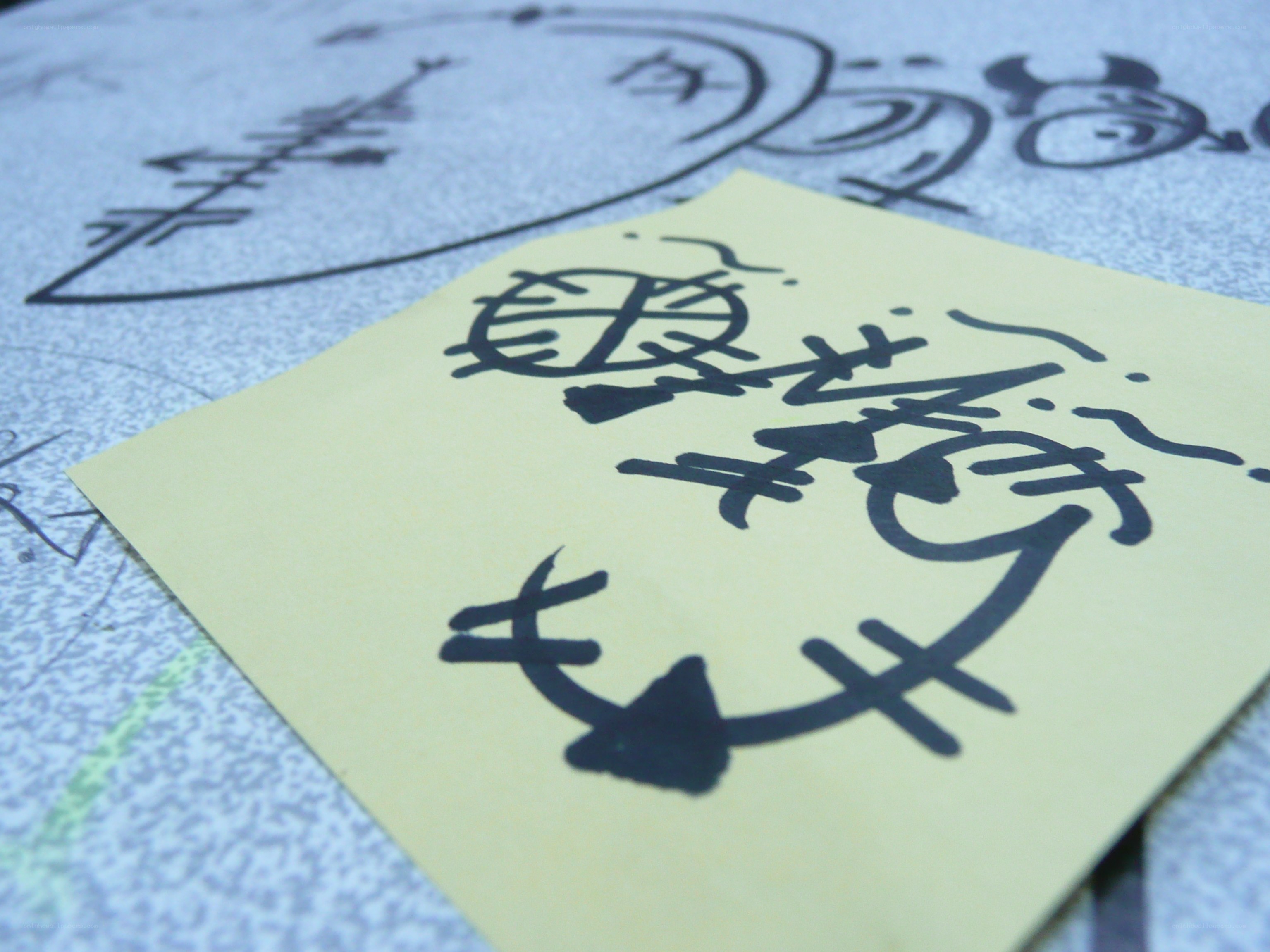 yellow sticky note with doodles