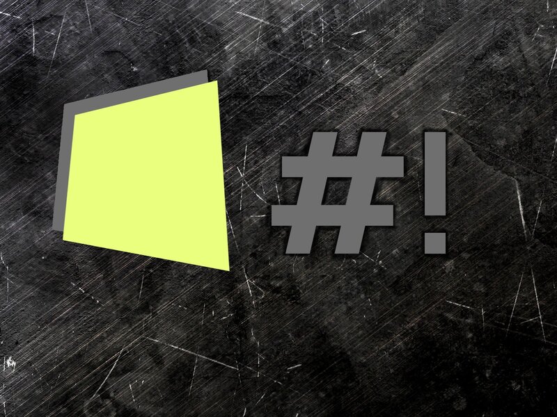 yellow sticky note with hashtag