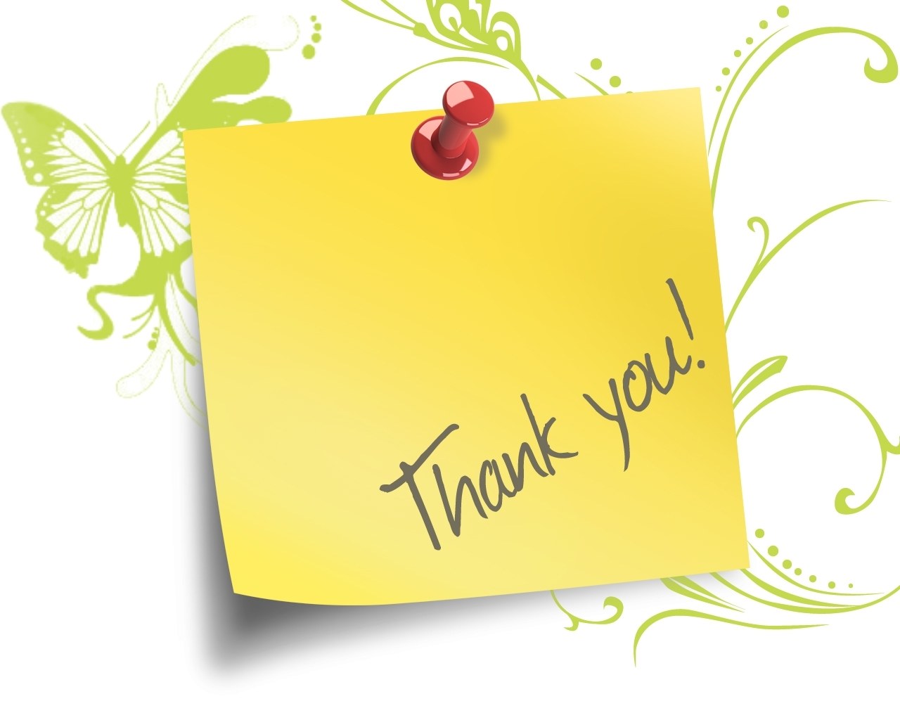 yellow sticky note with thank you