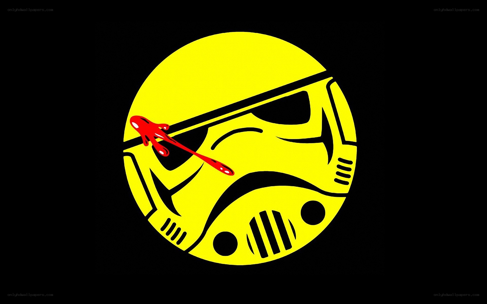 Yellow stormtrooper helmet with red splatter