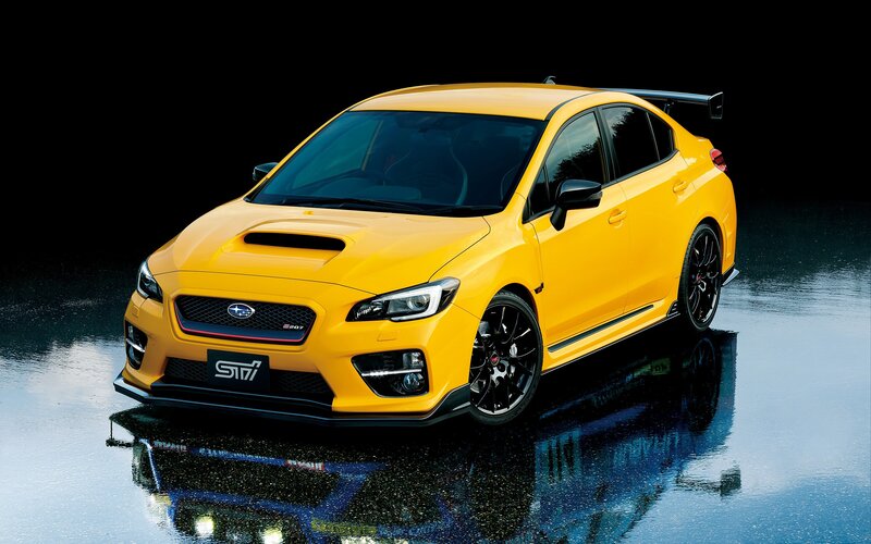 Yellow Subaru Sti Car — Dramatic