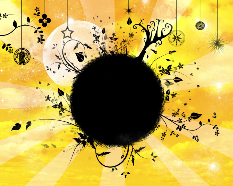 yellow sunburst with floral design