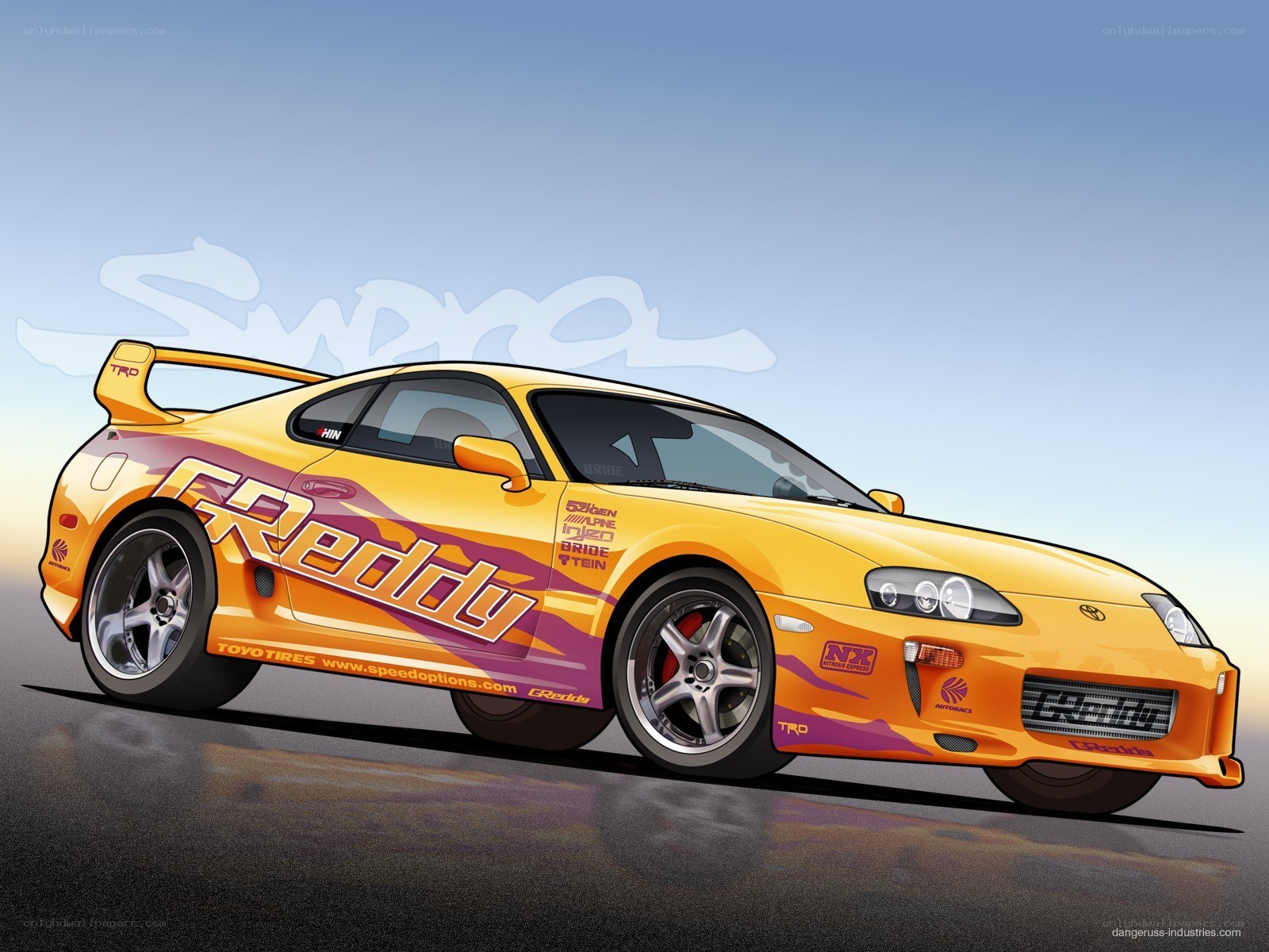 Yellow Supra race car