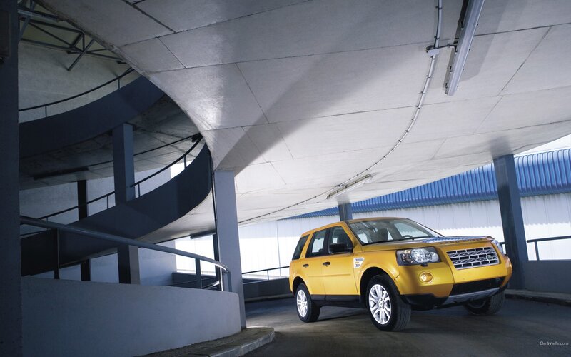 Yellow SUV in Garage — Dramatic