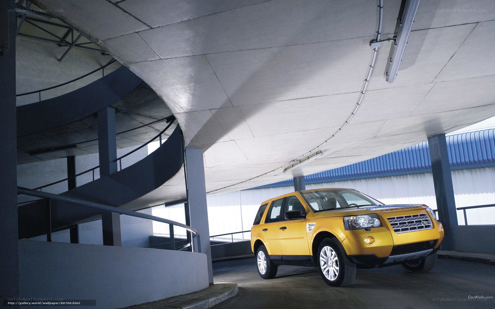 Yellow SUV in parking garage