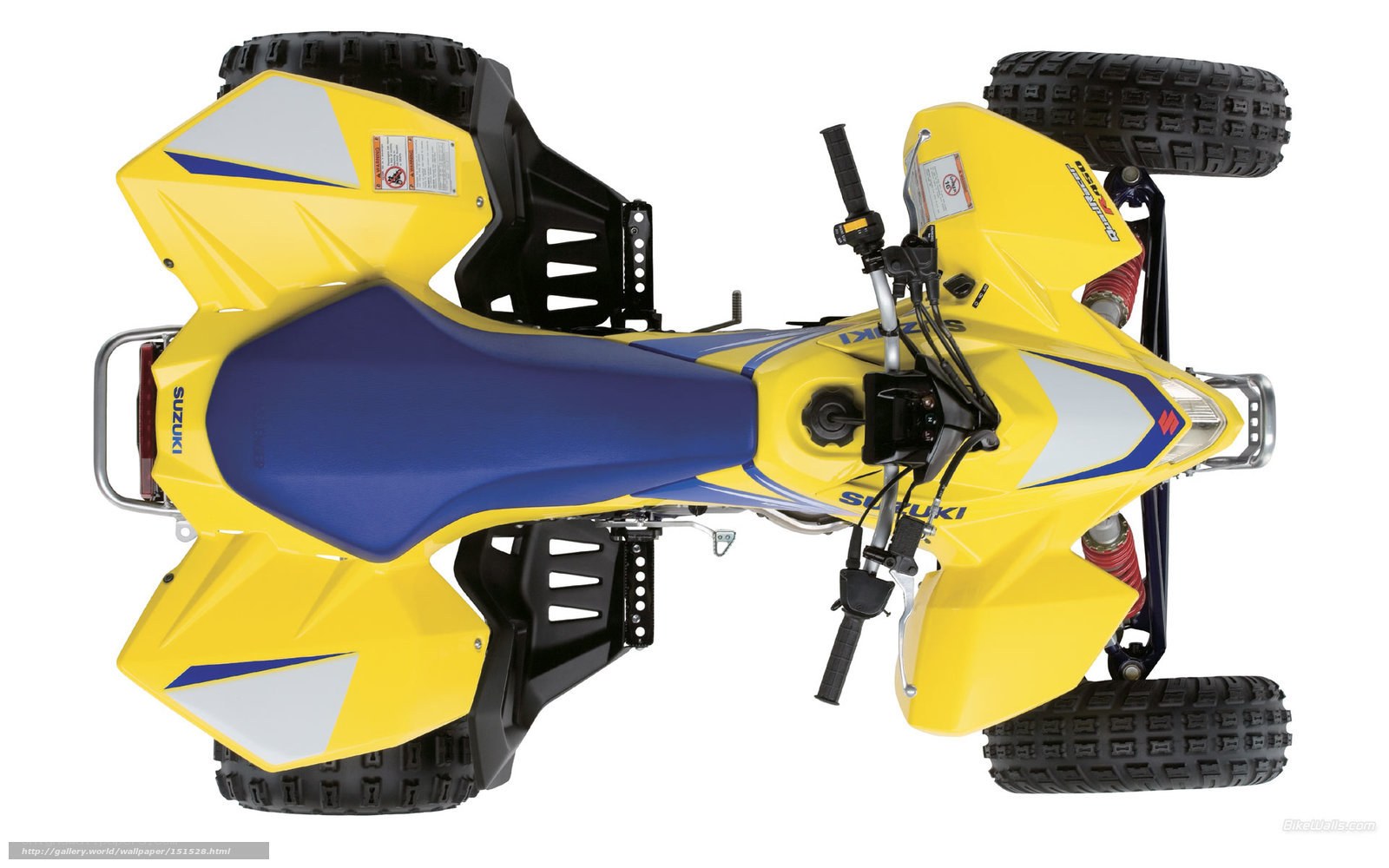 Yellow Suzuki ATV from above
