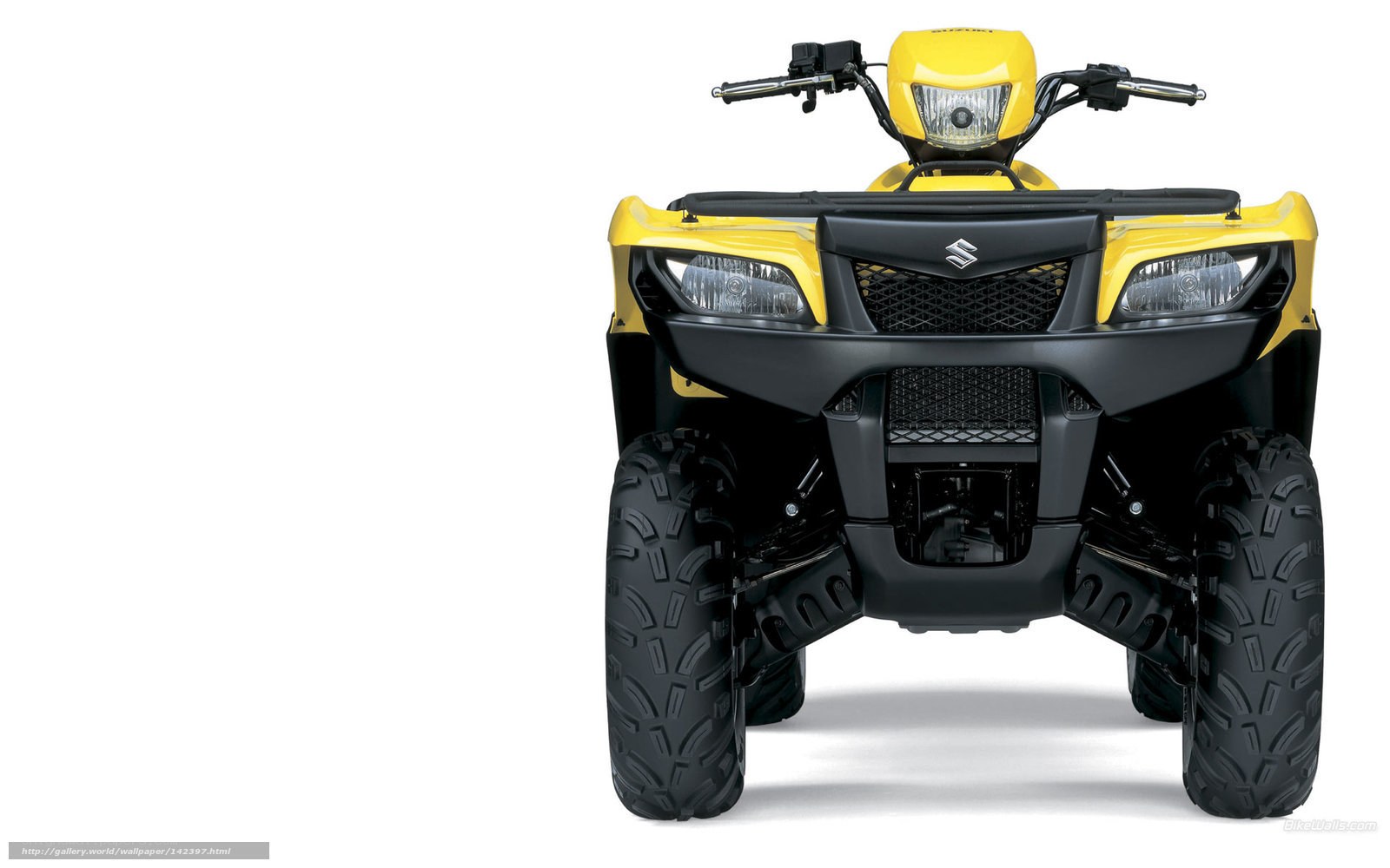 Yellow Suzuki ATV front view