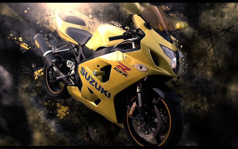 Yellow Suzuki GSX-R Motorcycle — Dramatic