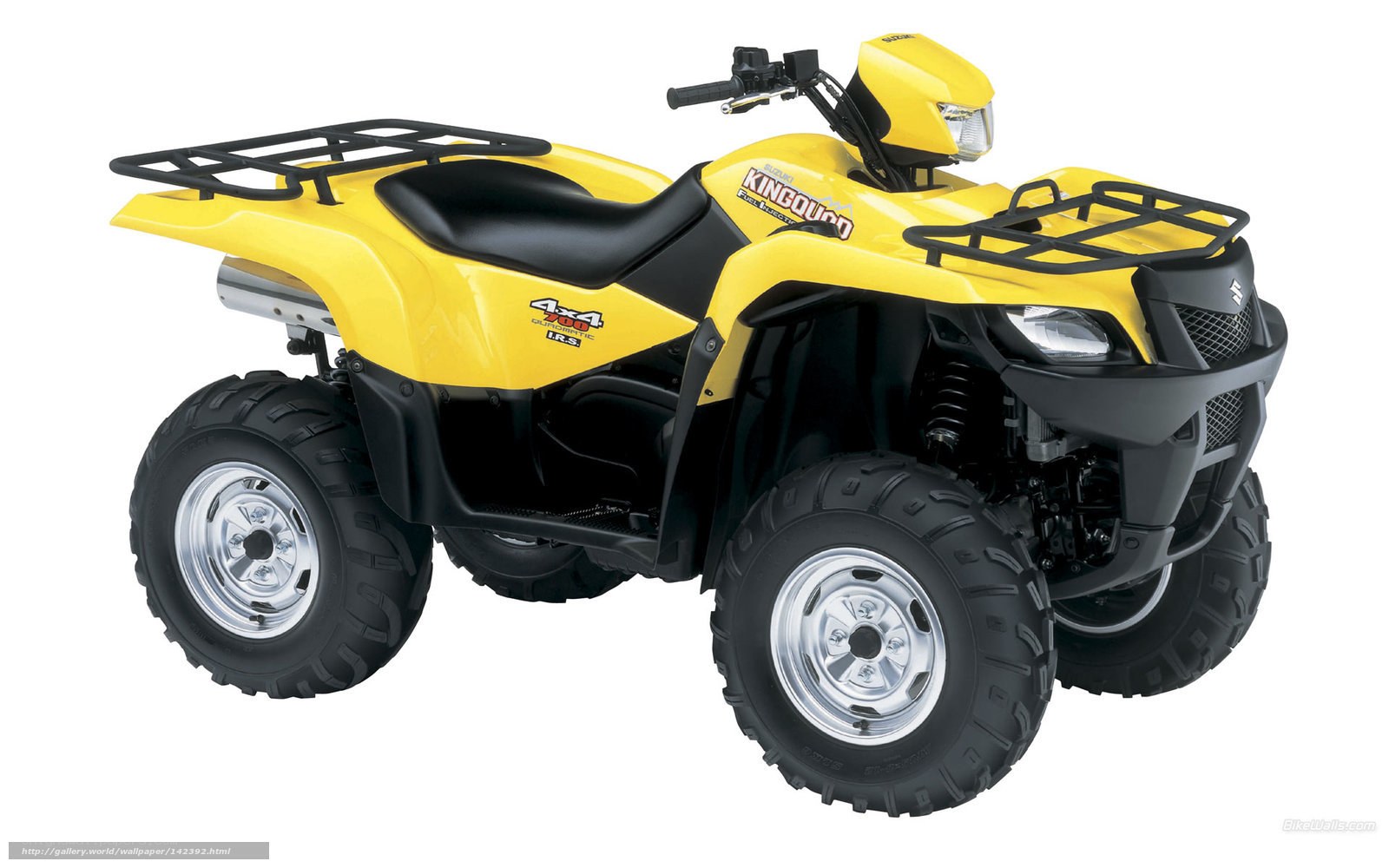 Yellow Suzuki KingQuad ATV