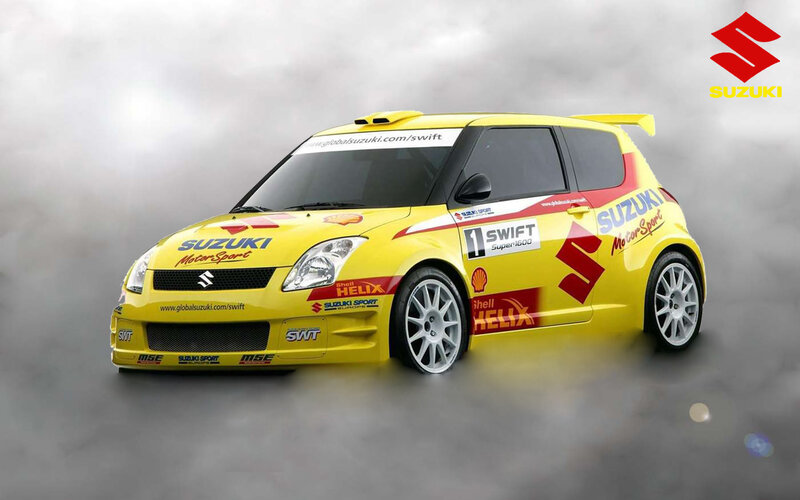 Yellow Suzuki Swift race car