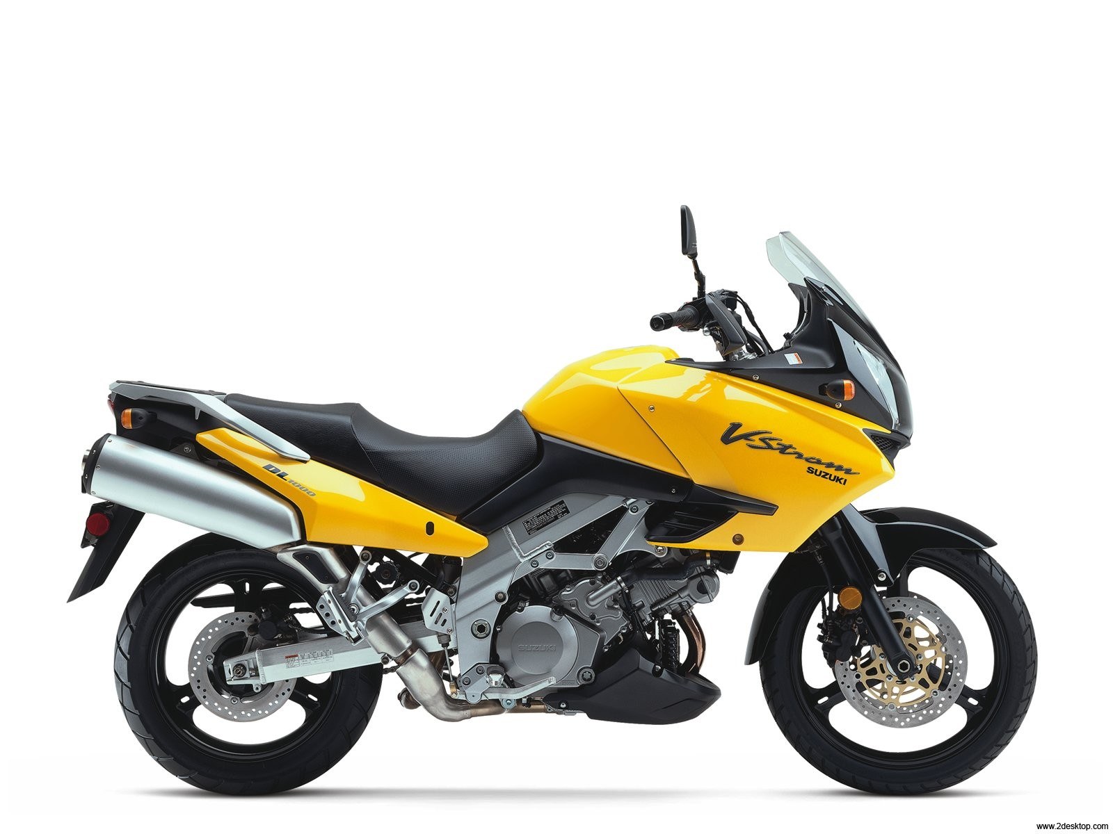 yellow suzuki v-strom motorcycle