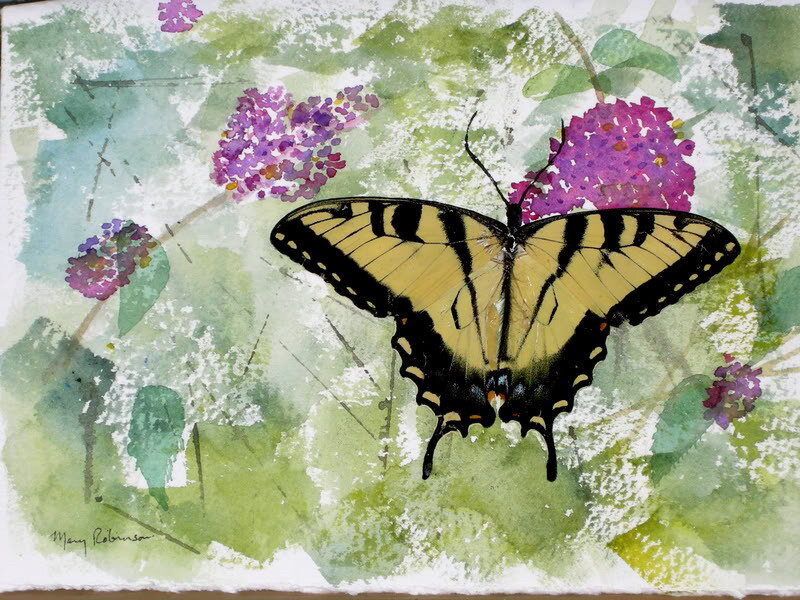 Yellow Swallowtail Butterfly — Serene, Spring, Painting