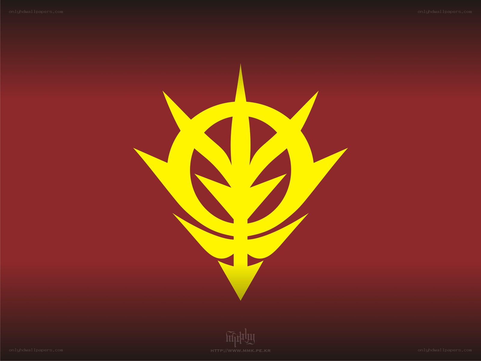 yellow symbol on red background