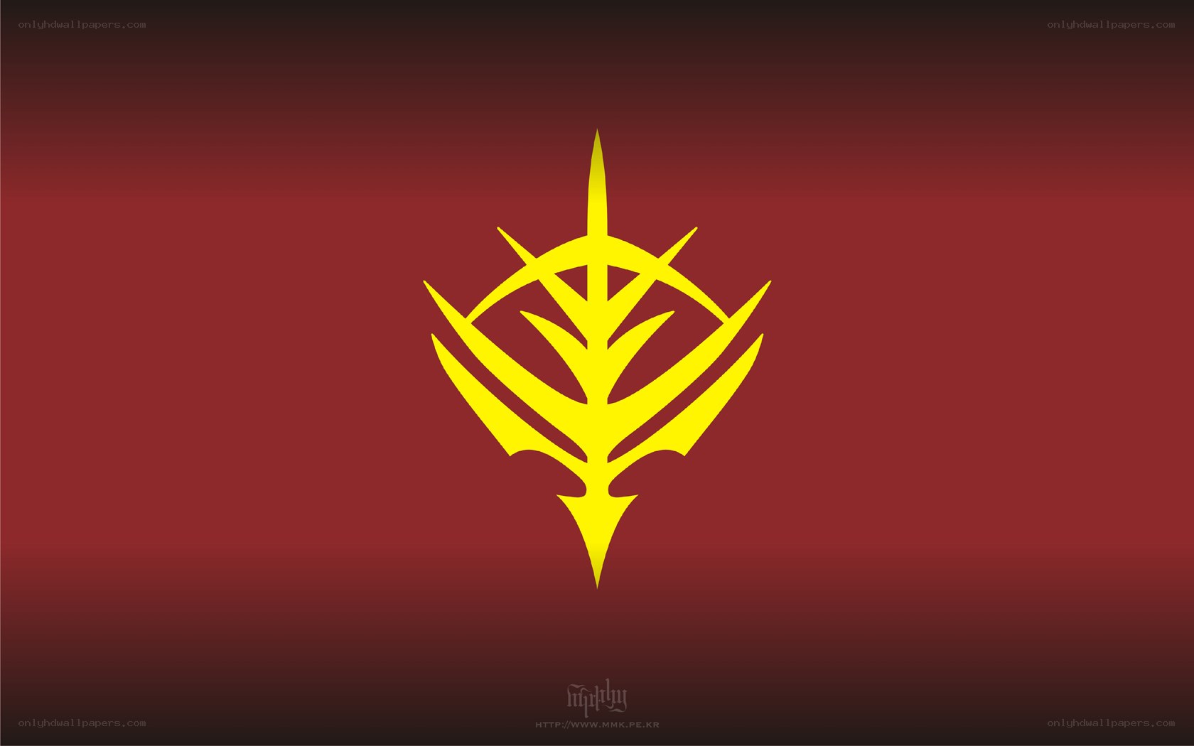 yellow symbol on red background