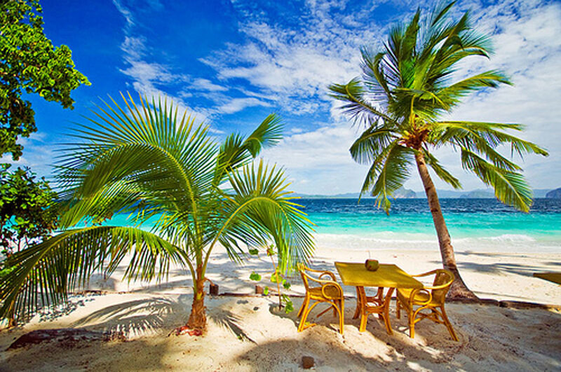 Yellow Table on Beach