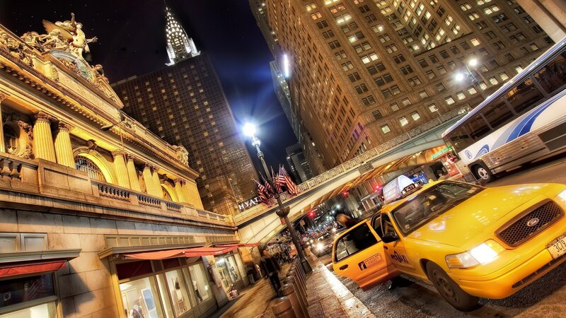 Yellow taxi at Grand Central Station