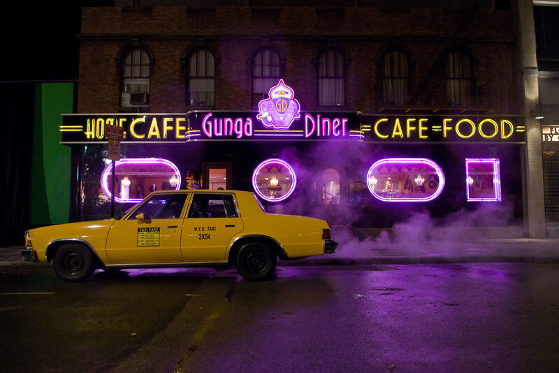 Yellow taxi at Gunga Diner