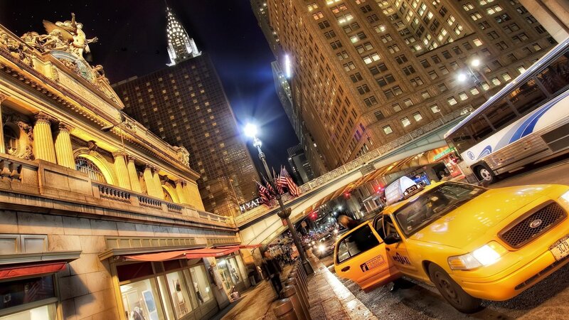 Yellow Taxi at Night