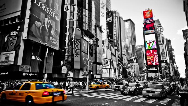Yellow Taxi in City — Black, Busy, Afternoon