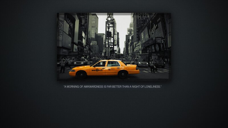 Yellow Taxi in City — Black, Dramatic, Morning