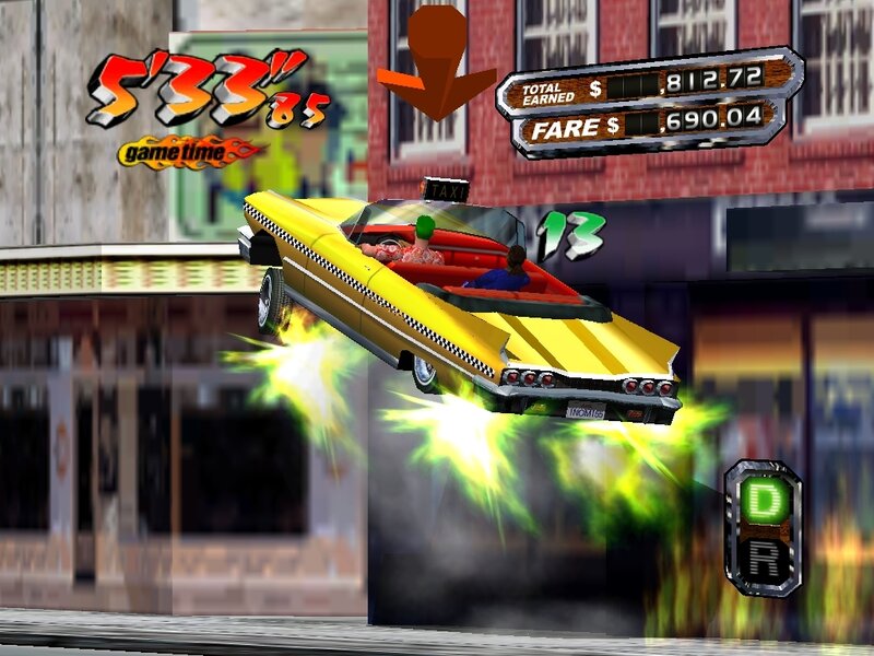 Yellow Taxi in Mid-air
