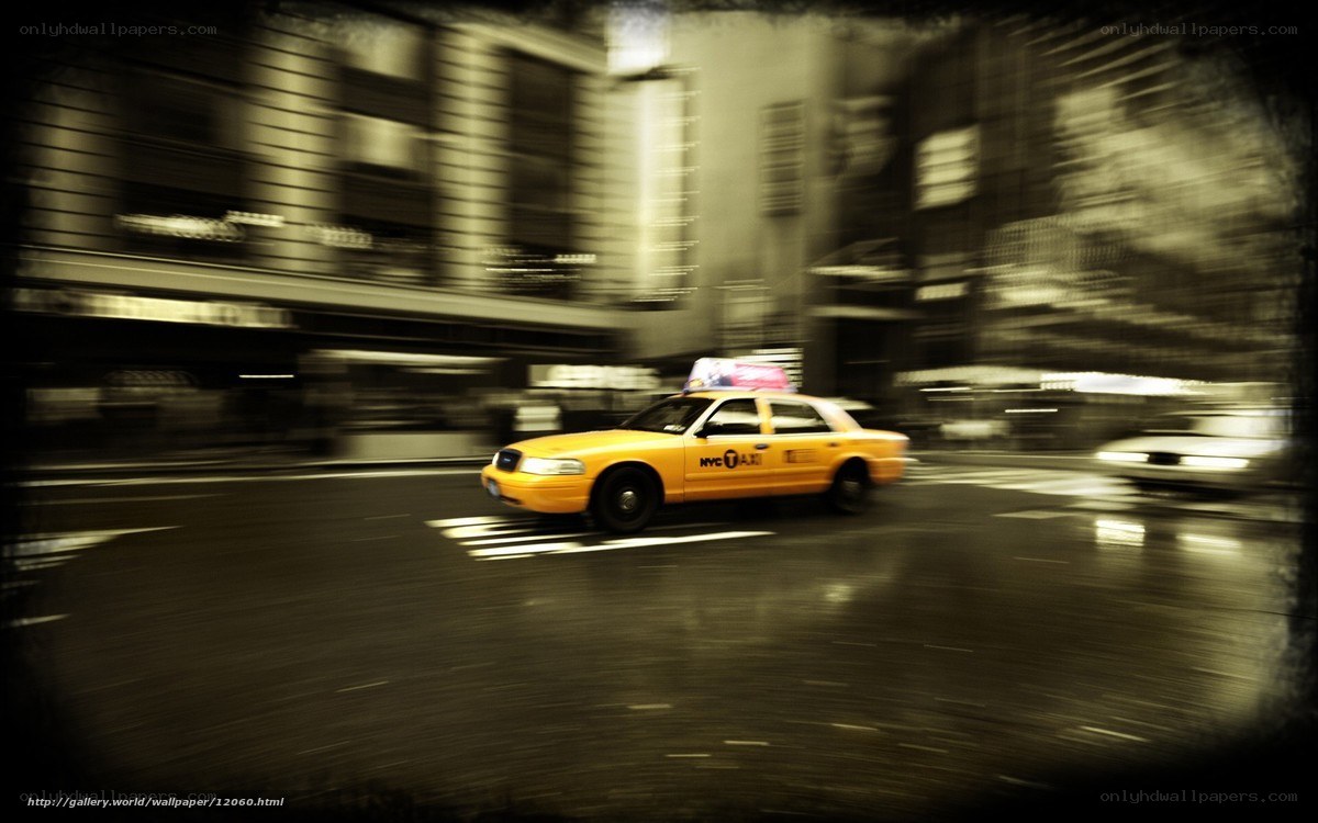 Yellow taxi in motion