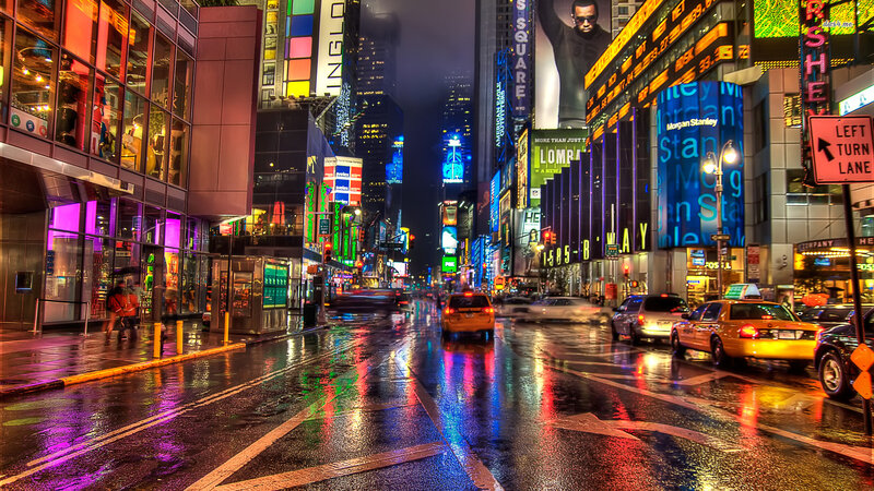 Yellow Taxi in Rain — Dramatic