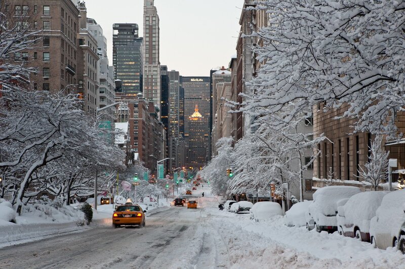 Yellow Taxi in Snow — White