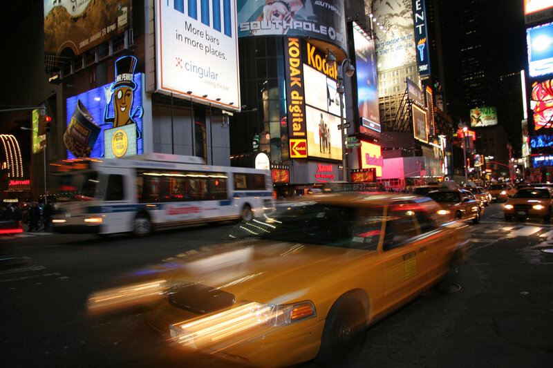 Yellow taxi in Times Square
