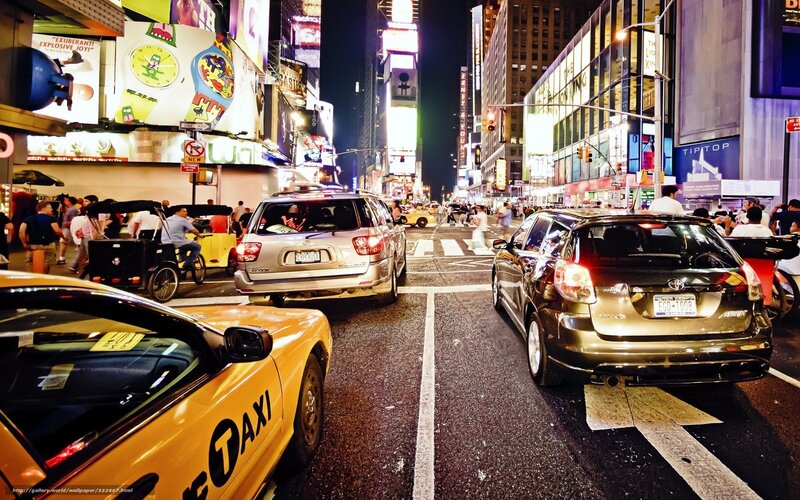 Yellow Taxi in Traffic — Busy
