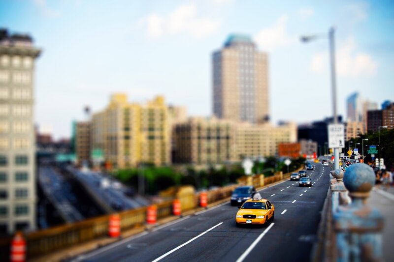 Yellow Taxi on Bridge — Urban