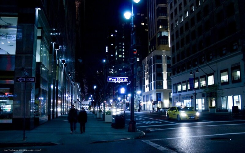 Yellow Taxi on Street — Blue, Dark