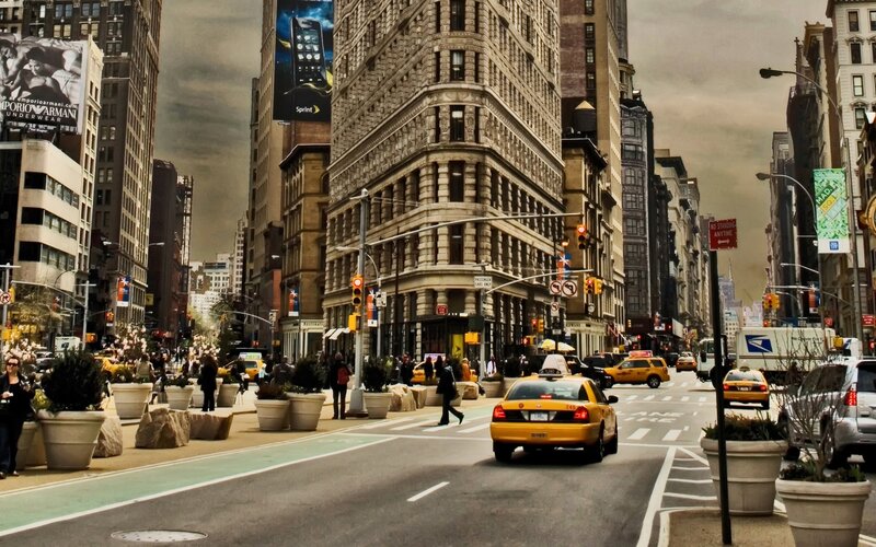 Yellow Taxi on Street — Dramatic