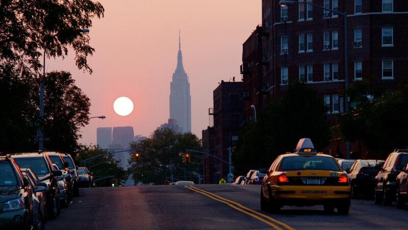 Yellow Taxi on Street — Pink