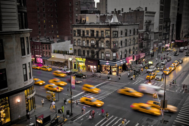 Yellow Taxis at Intersection
